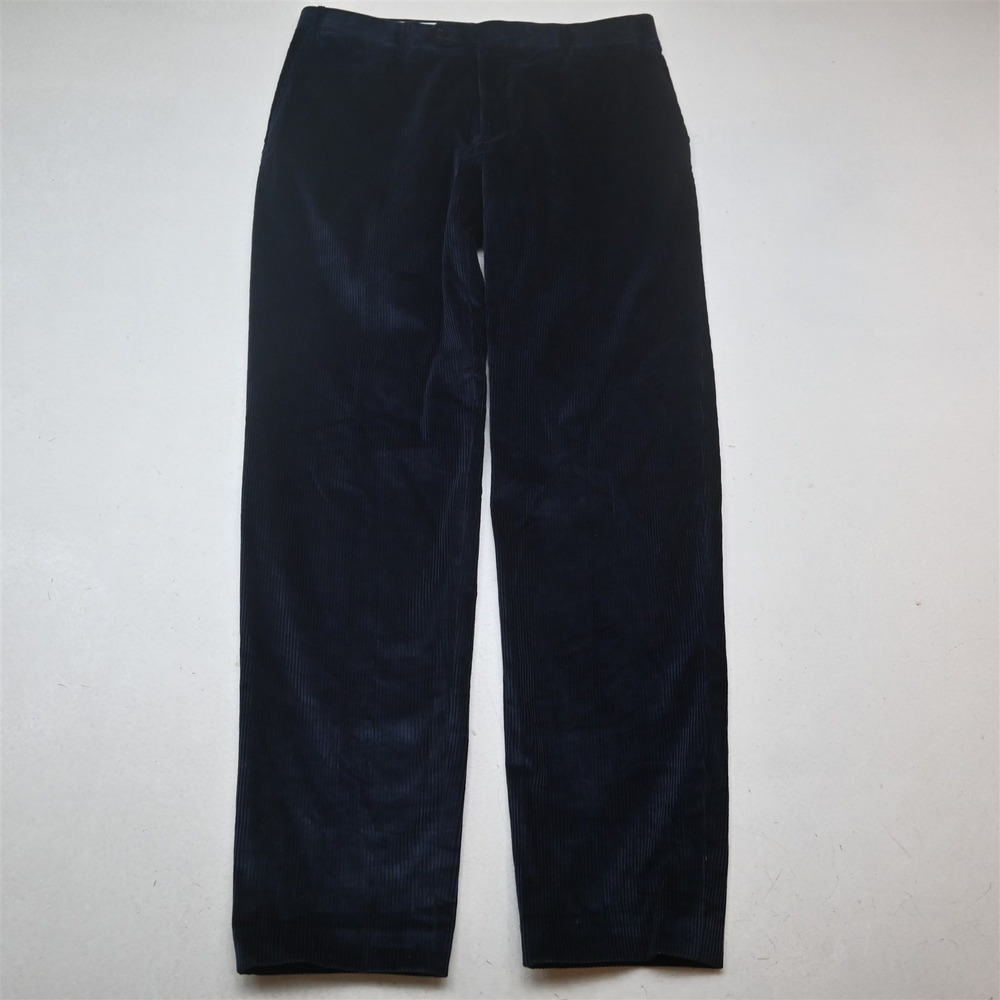 Canali 33x32 Navy Blue Wide Wale Corduroy Classic Stretch Dress Mens Pants